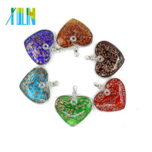 MC0001 collar de perlas de Murano colgante corazón con borde de Metal 12pcs / caja